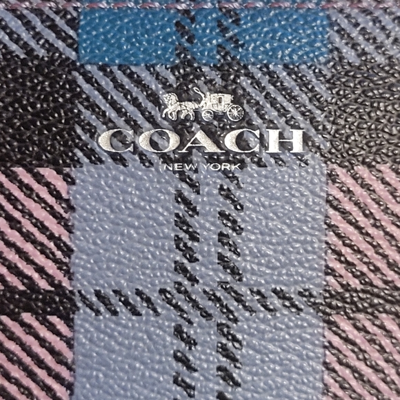 Coach Accordion Zip Wild Plaid Print Wallet Coated Canvas F23455 - Picture 6 of 16